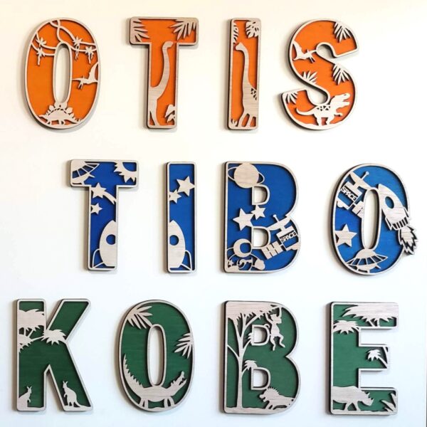 Houten alfabetletters (met achterzijde)