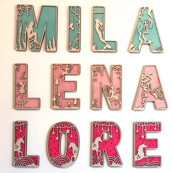 Houten alfabetletters (met achterzijde)