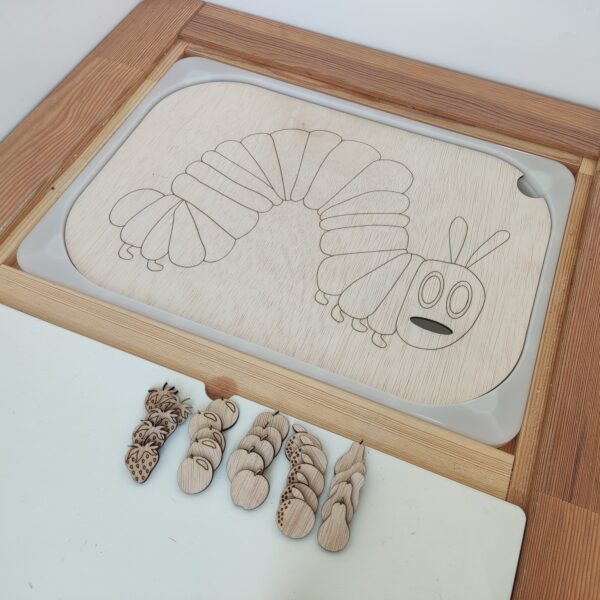 Activiteitenbord 'rupsje nooit genoeg' voor de IKEA TROFAST bak